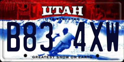 UT license plate B834XW