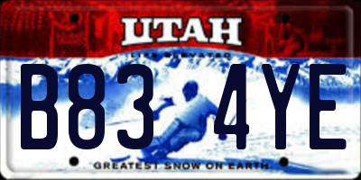 UT license plate B834YE