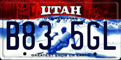 UT license plate B835GL