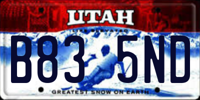 UT license plate B835ND