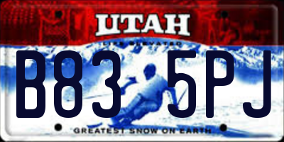 UT license plate B835PJ