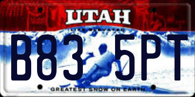 UT license plate B835PT