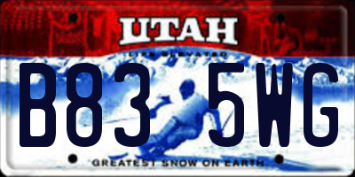 UT license plate B835WG