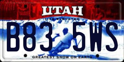 UT license plate B835WS