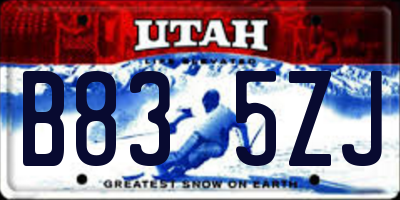 UT license plate B835ZJ