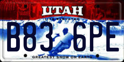 UT license plate B836PE