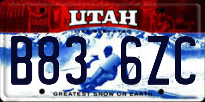 UT license plate B836ZC