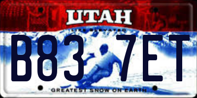 UT license plate B837ET