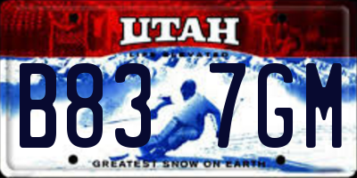 UT license plate B837GM
