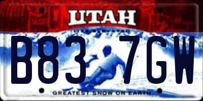 UT license plate B837GW