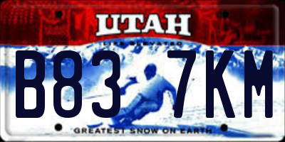 UT license plate B837KM