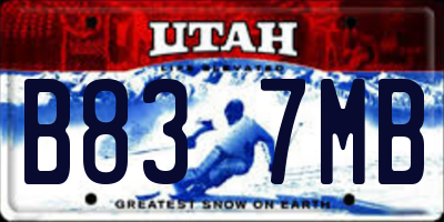 UT license plate B837MB