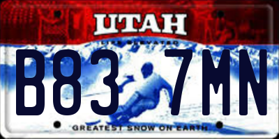 UT license plate B837MN