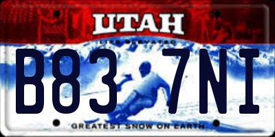 UT license plate B837NI