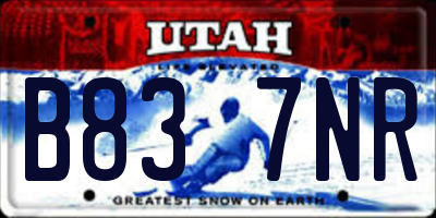 UT license plate B837NR