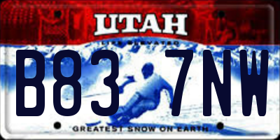 UT license plate B837NW