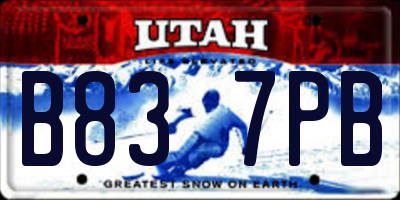 UT license plate B837PB