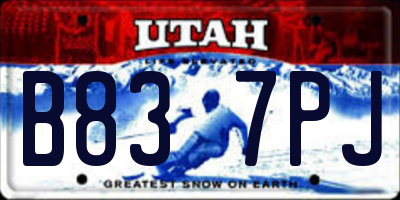 UT license plate B837PJ