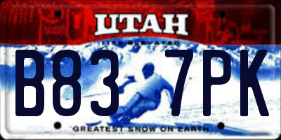 UT license plate B837PK