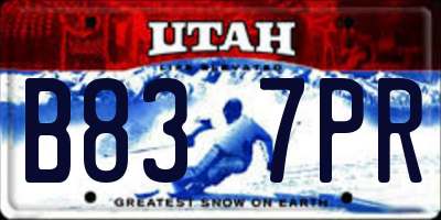 UT license plate B837PR