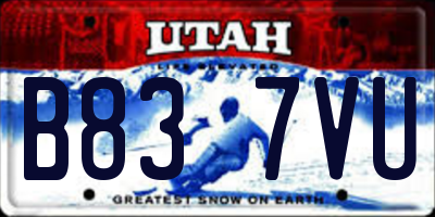 UT license plate B837VU