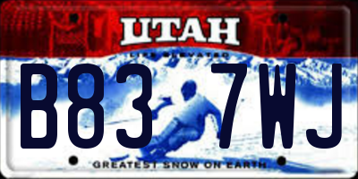 UT license plate B837WJ
