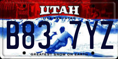 UT license plate B837YZ