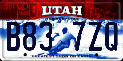 UT license plate B837ZQ