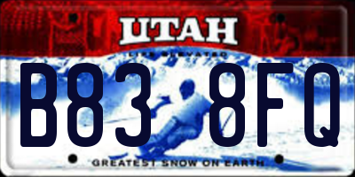 UT license plate B838FQ