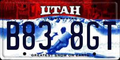 UT license plate B838GT