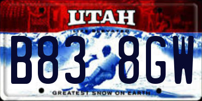 UT license plate B838GW