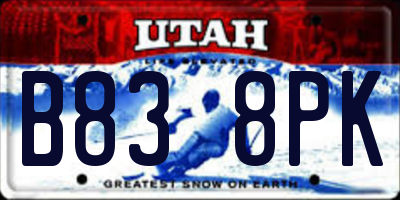 UT license plate B838PK