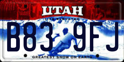 UT license plate B839FJ