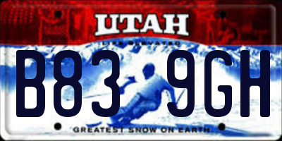 UT license plate B839GH