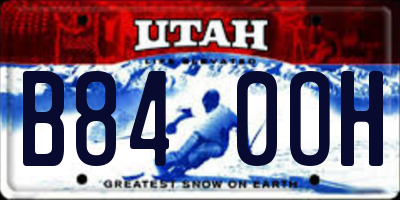 UT license plate B840OH