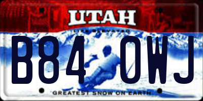 UT license plate B840WJ
