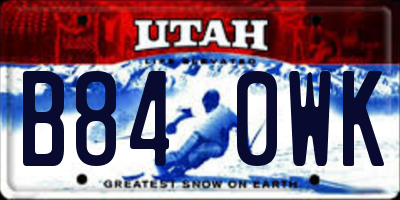 UT license plate B840WK