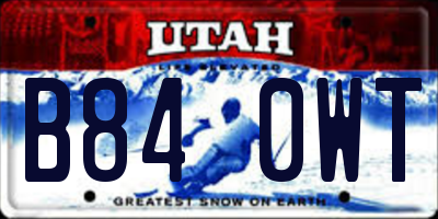 UT license plate B840WT