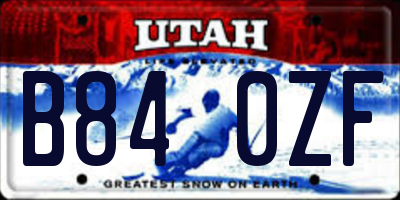 UT license plate B840ZF