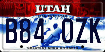 UT license plate B840ZK