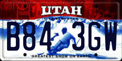UT license plate B843GW