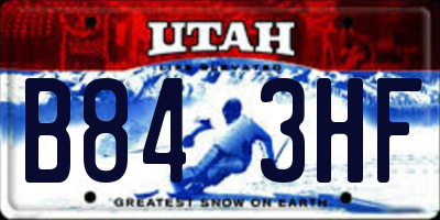 UT license plate B843HF