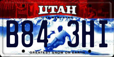 UT license plate B843HI