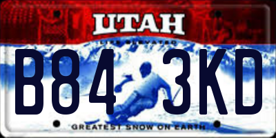 UT license plate B843KD