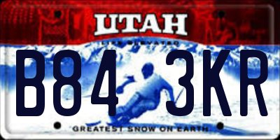 UT license plate B843KR