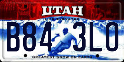 UT license plate B843LO