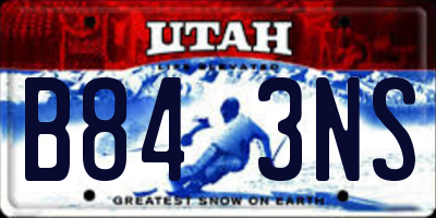UT license plate B843NS