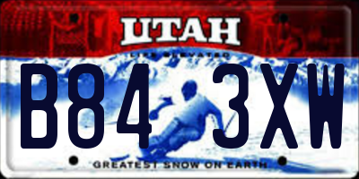 UT license plate B843XW