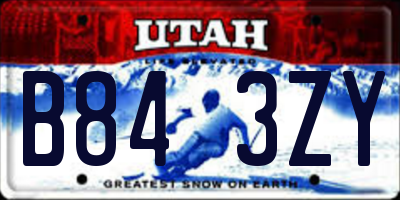 UT license plate B843ZY