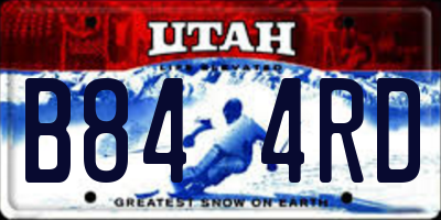 UT license plate B844RD